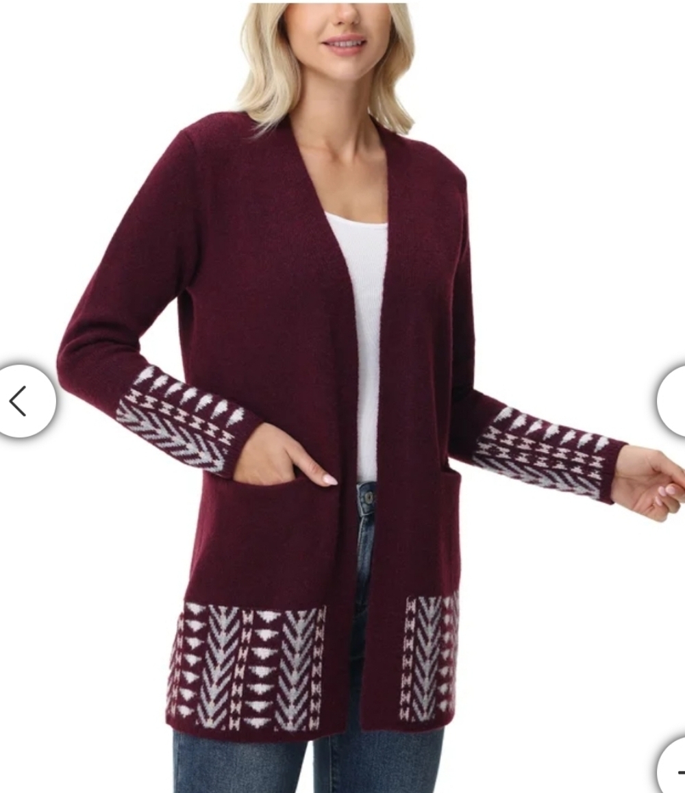 Women's Frye Patterned Cardigan - Red With A Geometric Pattern - XL - Picture 2 of 15